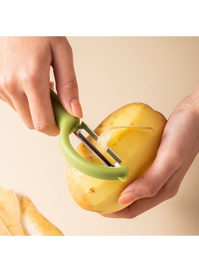 مقشرة خضراوات وفواكه دوارة مريحة - شفرة حادة من الفولاذ المقاوم للصدأ لتقشير سلس للبطاطس والتفاح والجزر والخيار، أداة مطبخ مقاومة للصدأ وسهلة التنظيف - Image 3